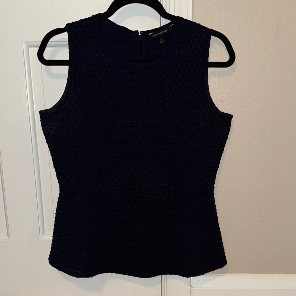 Banana Republic Navy Sleeveless peplum Blouse